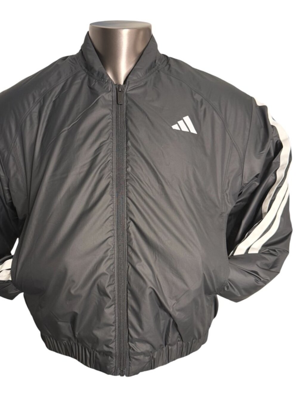Adidas Womens Black Essential 3-Stripes Insulated Bomber Jacket Large NWT KG1888